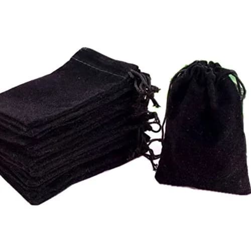 GYBest Jewelry Storage Pouches 3" x 4" | Elegant Velvet Drawstring Bags for Jewelry — Black