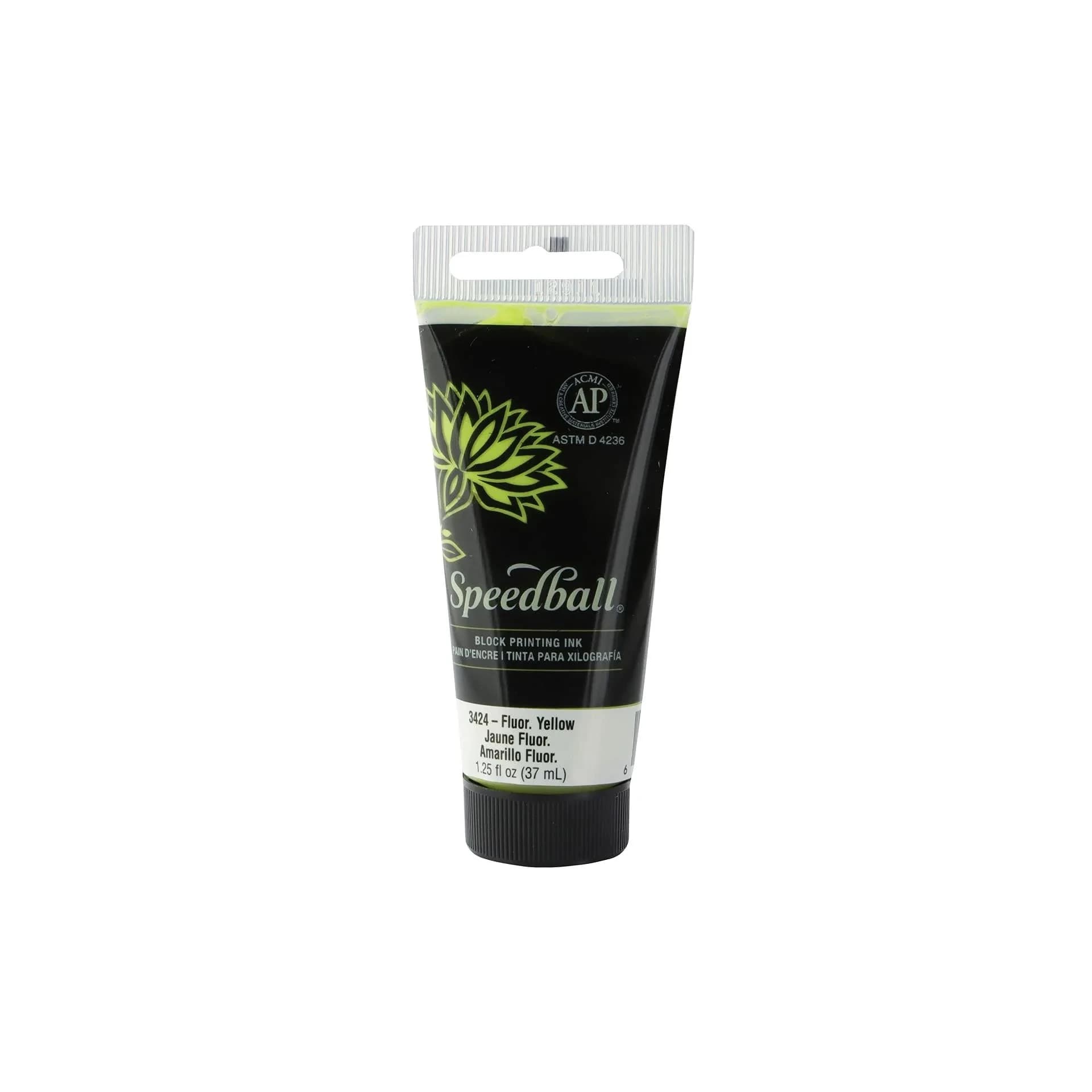 Speedball Water Soluble Block Printing Ink - Fluorescent Yellow, 37ml (1.3 fl oz) — Fluorescent Yellow