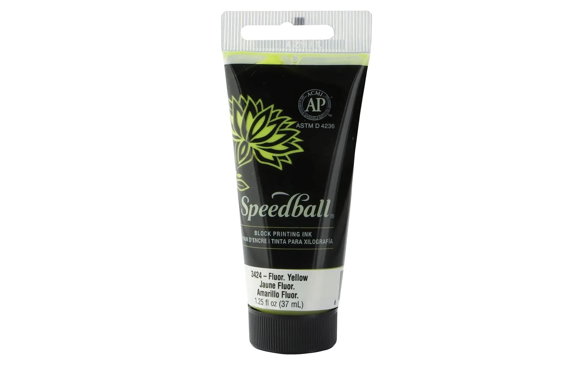 Speedball Water Soluble Block Printing Ink - Fluorescent Yellow, 37ml (1.3 fl oz) - main product image
