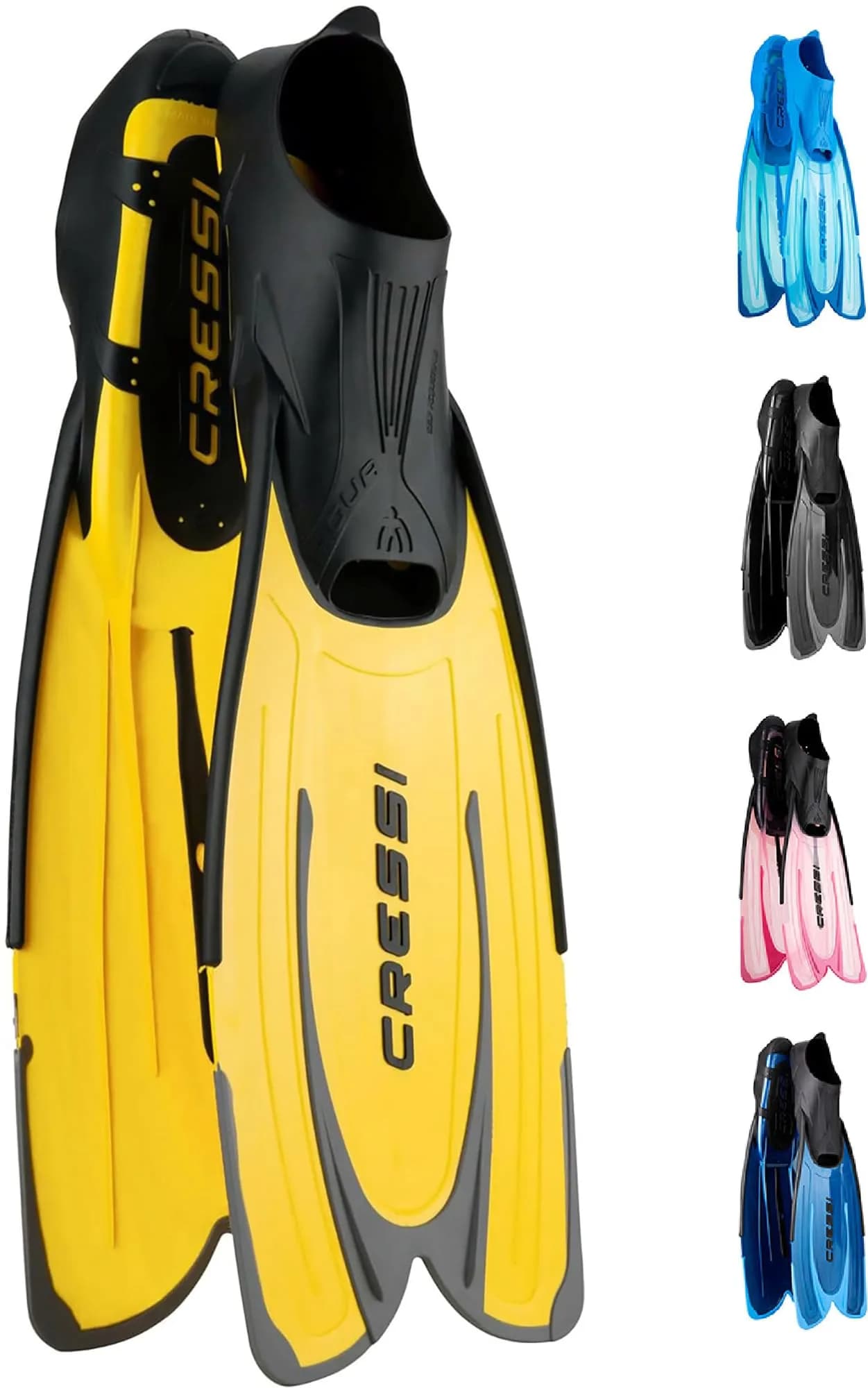 Cressi Agua (Yellow) 43/44 | Easy Snorkeling Fins with Self Adjusting Foot Pocket — EU 43/44