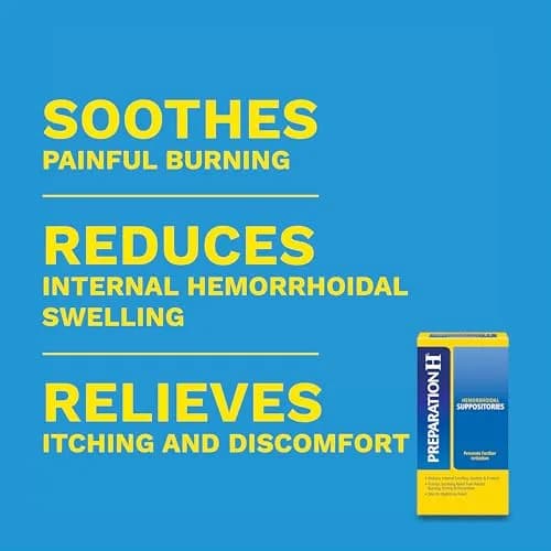 Preparation H Hemorrhoid Suppositories 12 Count | Multi-Symptom Relief for Internal Hemorrhoids thumbnail 2