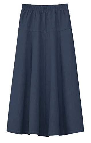 BABY O Girls Kids Basic Denim Jeans A-Line Ankle Length Maxi Skirt for 4 to 18 Years Old | Lightweight Cotton Denim thumbnail 1