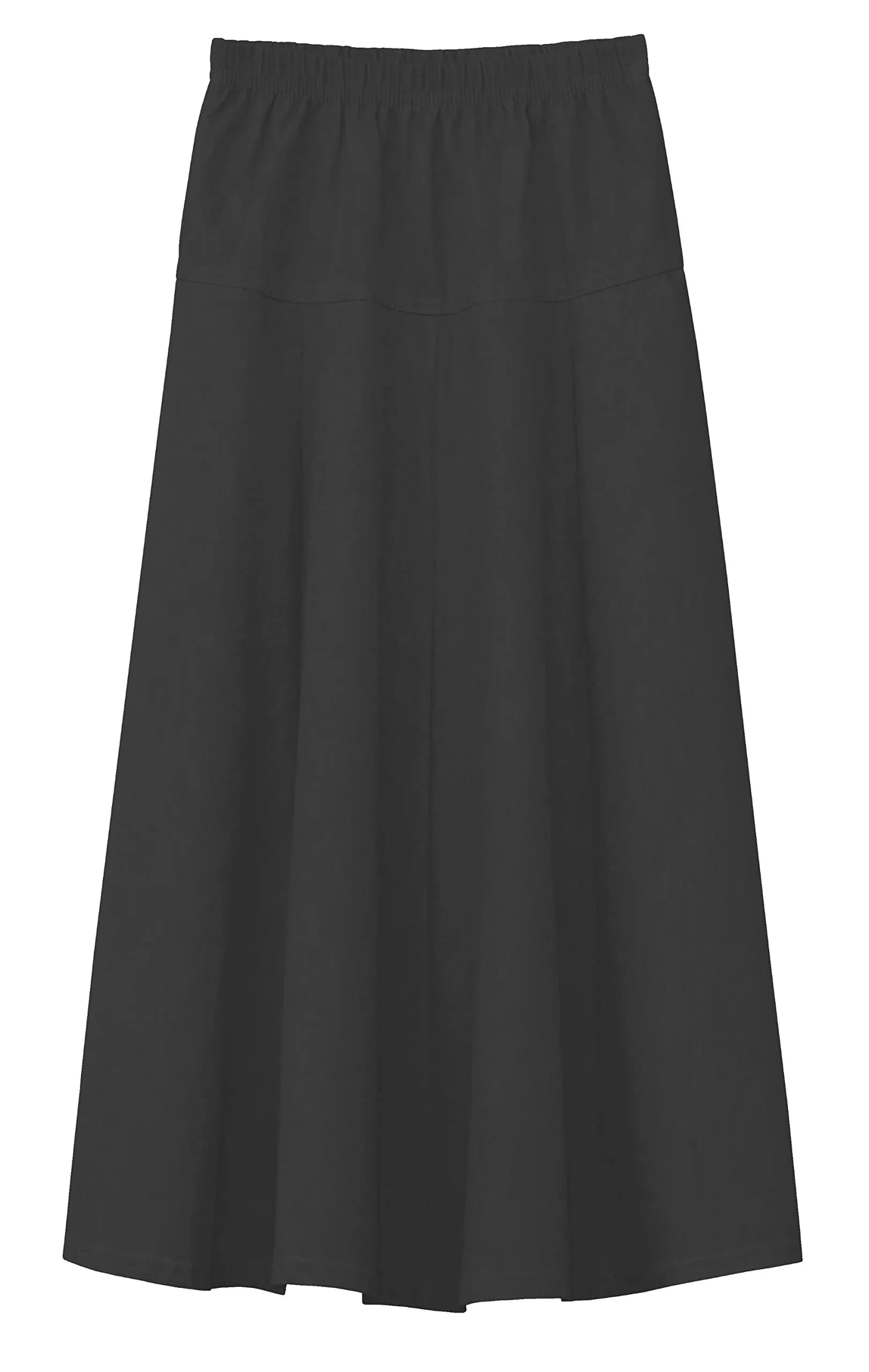 BABY O Girls Kids Basic Denim Jeans A-Line Ankle Length Maxi Skirt for 4 to 18 Years Old (Black Medium) | Lightweight Cotton Denim