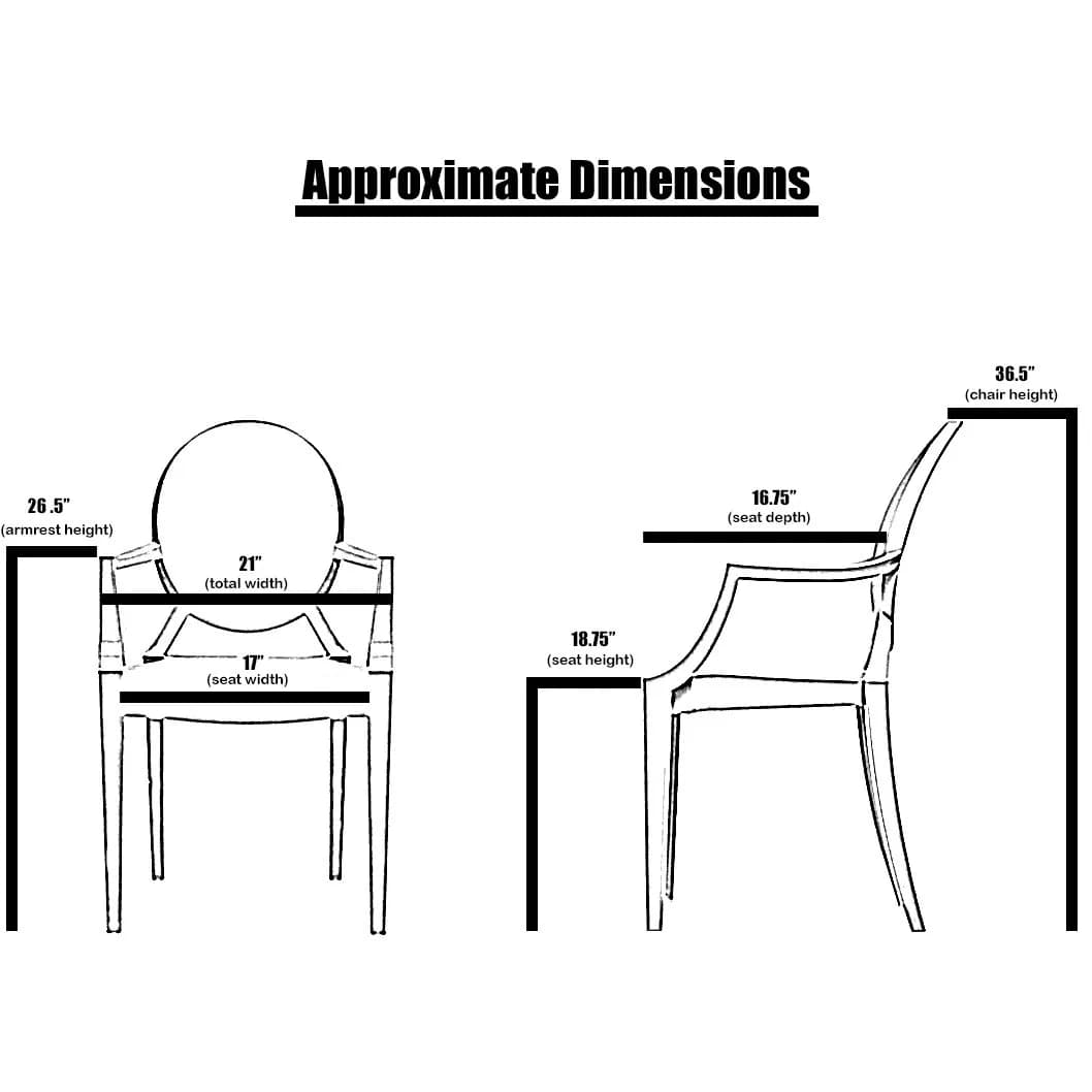 2xhome Modern Ghost Chair with Polycarbonate Smoke Finish | Indoor & Outdoor Use