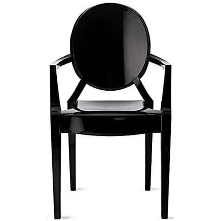 2xhome Modern Ghost Chair with Arm Polycarbonate Plastic (Black) | Indoor & Outdoor Use (70-120 chars) thumbnail 2