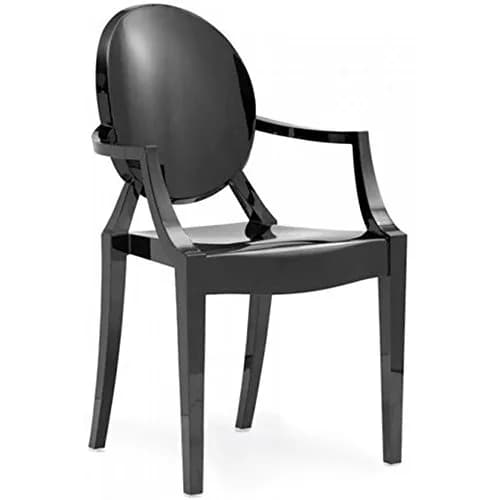 2xhome Modern Ghost Chair with Arm Polycarbonate Plastic (Black) | Indoor & Outdoor Use (70-120 chars) thumbnail 5