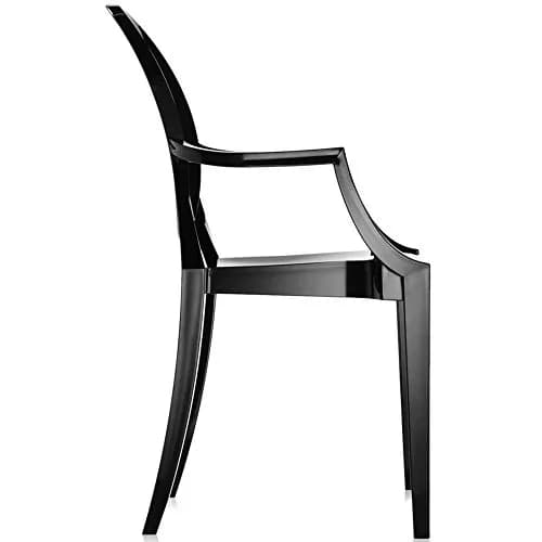 2xhome Modern Ghost Chair with Arm Polycarbonate Plastic (Black) | Indoor & Outdoor Use (70-120 chars) thumbnail 6