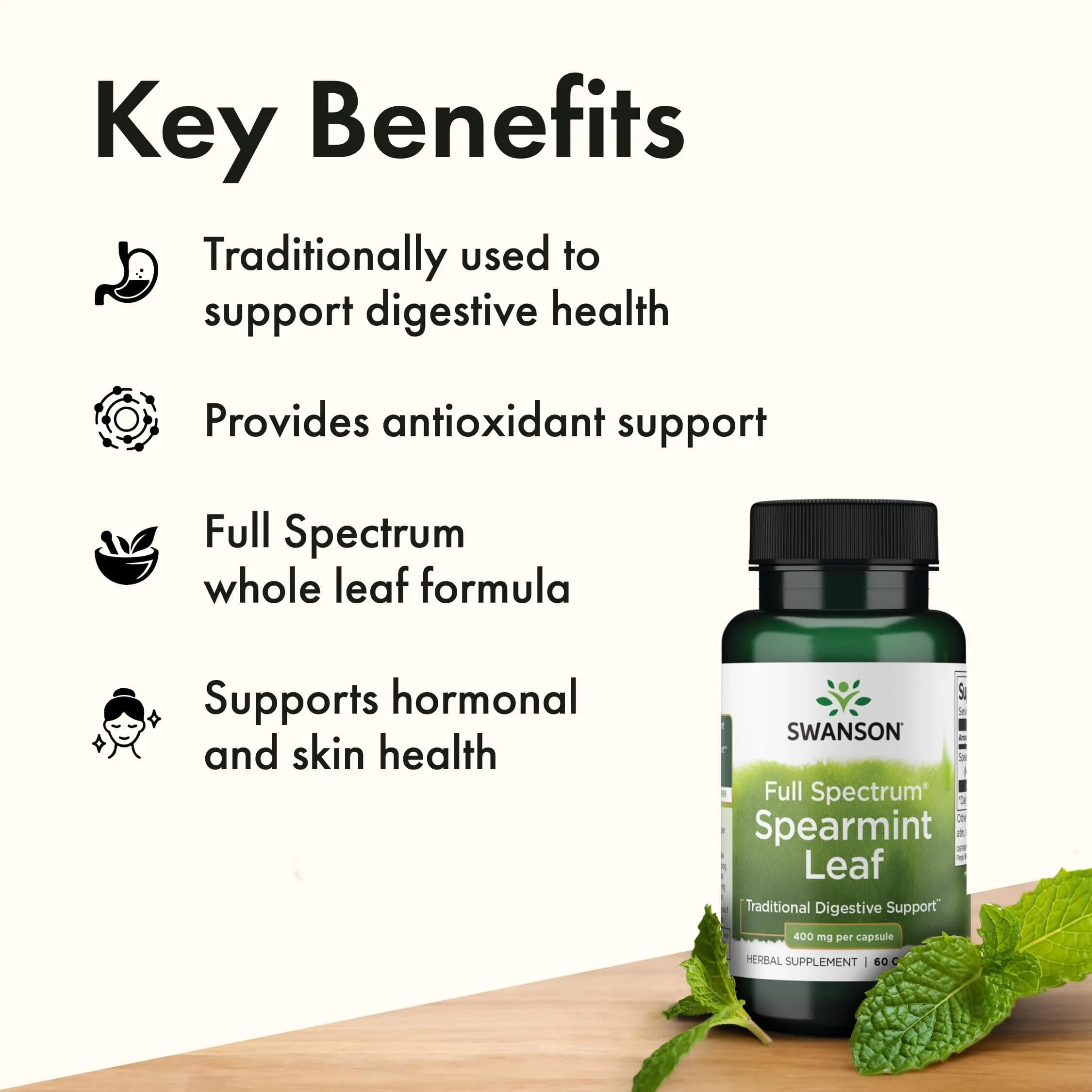 Swanson Full Spectrum Spearmint Leaf Capsules 400 mg (180 Count, 3 Pack) | Digestive Health Support - view 8