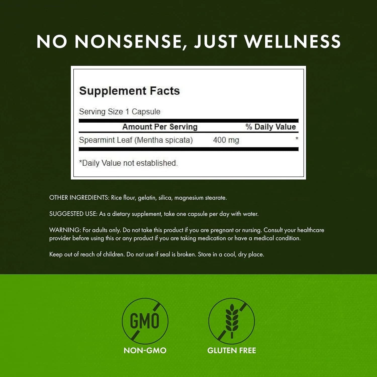 Swanson Full Spectrum Spearmint Leaf Capsules 400 mg (180 Count, 3 Pack) | Digestive Health Support - view 2