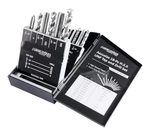 Accusize Industrial Tools HSS Tap and Drill Set, UNF, 18 Pc | Fully Ground, UNF Taps & Drills for Industrial Use thumbnail 4