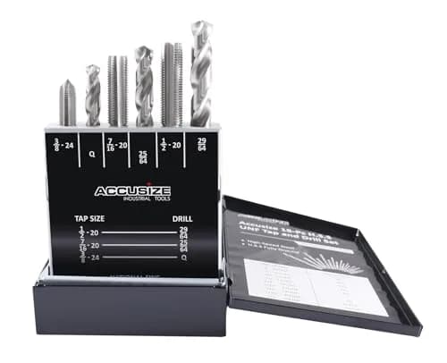 Accusize Industrial Tools HSS Tap and Drill Set, UNF, 18 Pc | Fully Ground, UNF Taps & Drills for Industrial Use thumbnail 2
