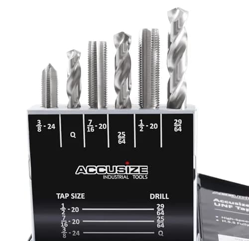 Accusize Industrial Tools HSS Tap and Drill Set, UNF, 18 Pc | Fully Ground, UNF Taps & Drills for Industrial Use thumbnail 3
