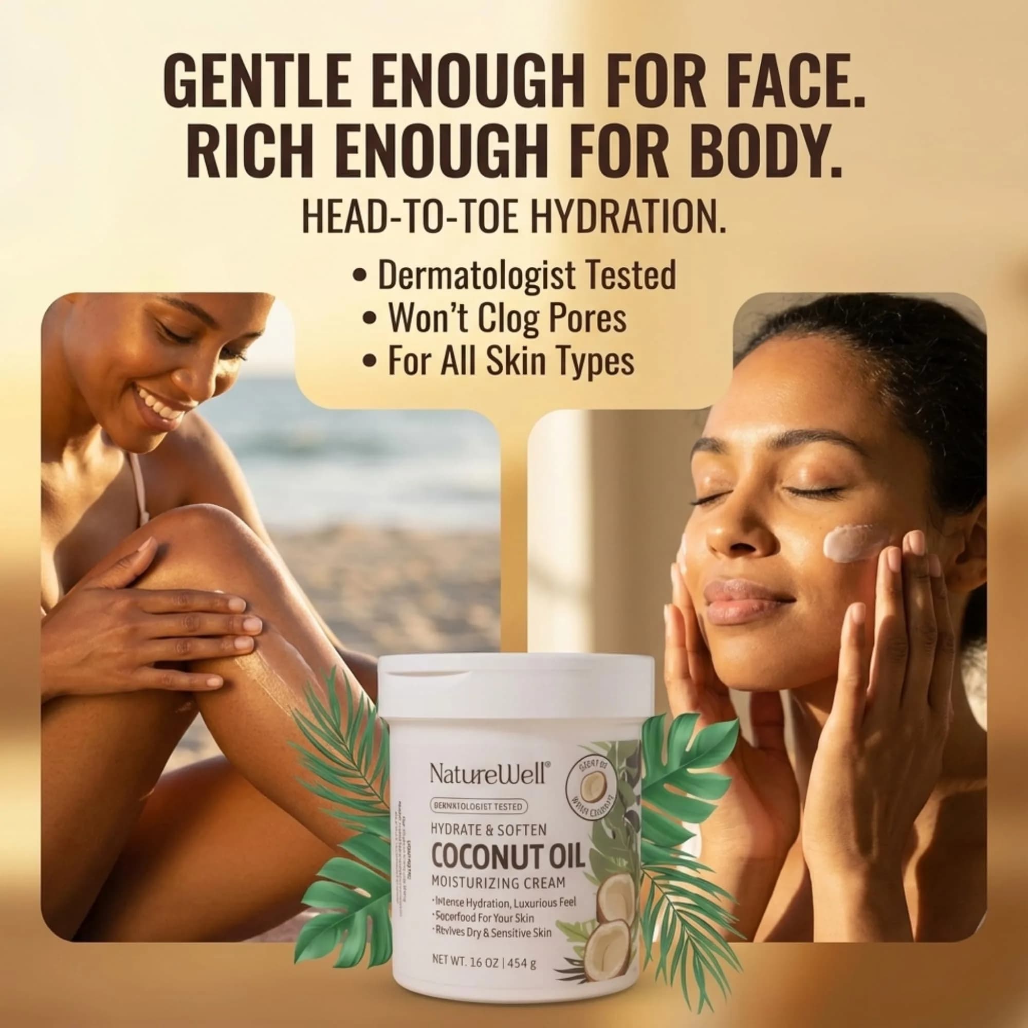 NATURE WELL Extra Virgin Coconut Oil Moisturizing Cream 473ml (16 Ounce) | Deep Hydration for Dry Skin - view 5