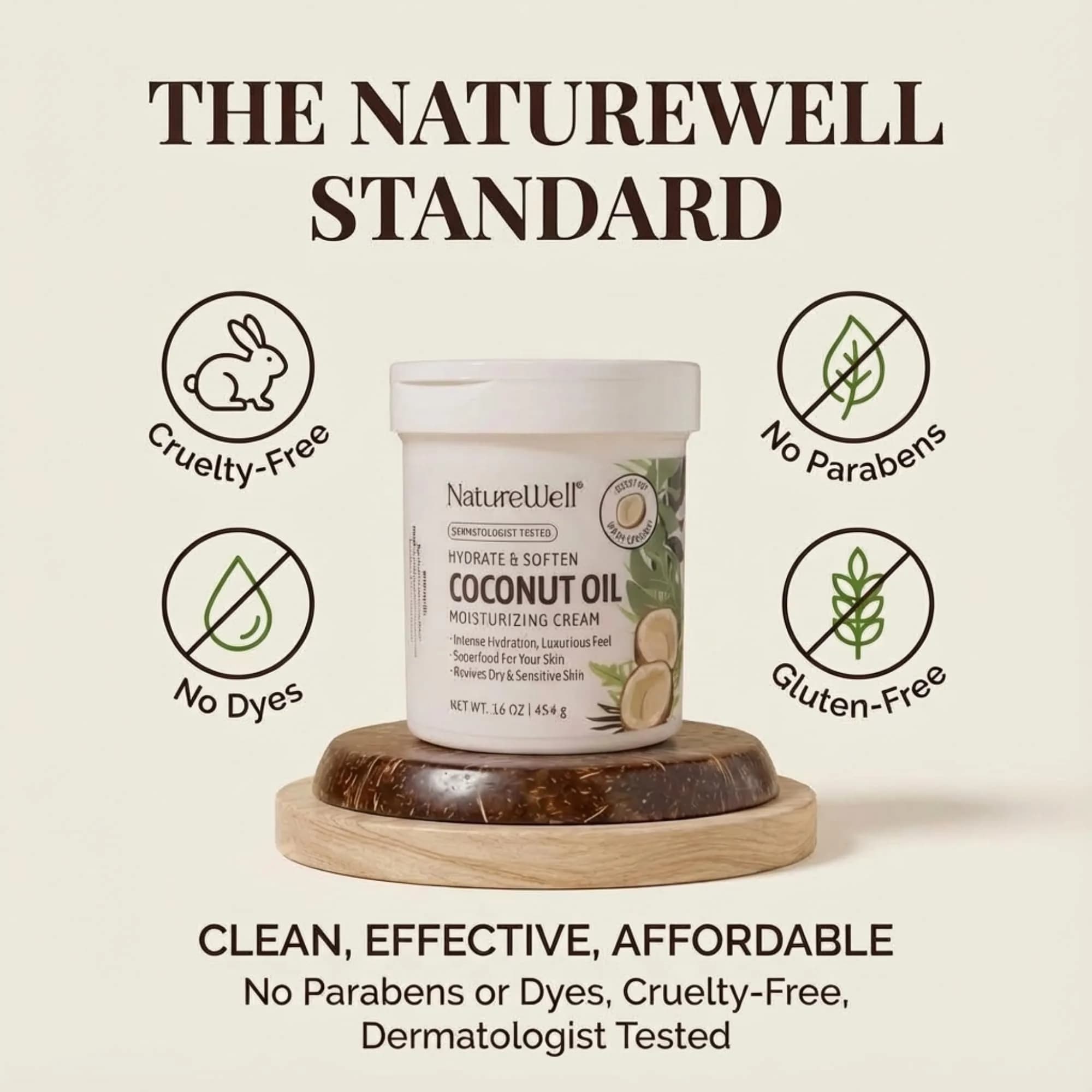 NATURE WELL Extra Virgin Coconut Oil Moisturizing Cream 473ml (16 Ounce) | Deep Hydration for Dry Skin - view 8