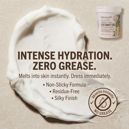 NATURE WELL Extra Virgin Coconut Oil Moisturizing Cream 473ml (16 Ounce) | Deep Hydration for Dry Skin thumbnail 3