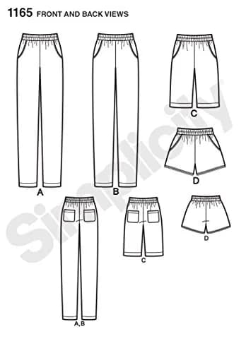 Simplicity Pattern 1165 Misses Slim Pull-On Pants & Shorts | Easy Sew Women’s Sizes 14-22 thumbnail 3