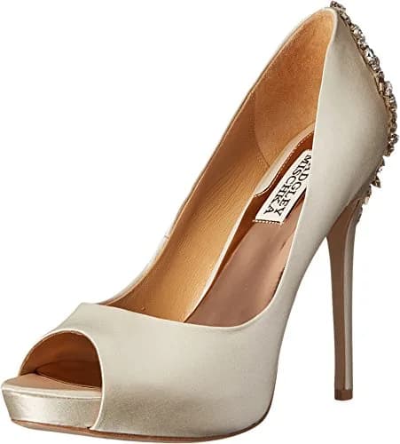 Badgley Mischka Kiara Dress Pump, Ivory, Size 5 M US | Elegant Open Toe Platform Shoe thumbnail 1