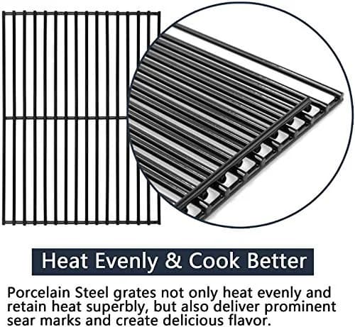 Hongso 16 5/8" x 24 1/2" Porcelain Steel Grill Grates (2-Pack) | Fits Charbroil, Thermos, Kenmore Grills thumbnail 3