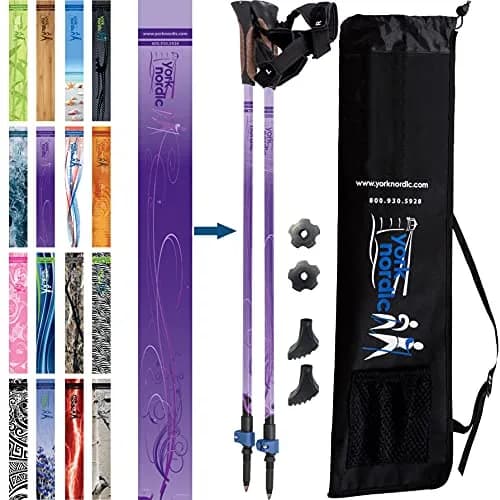York Nordic Official Nordic Walking Poles - Adjustable, Collapsible, Lightweight, 2 Pieces, 5'4"-6'2" thumbnail 1