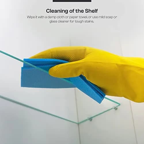 Fab Glass and Mirror Rectangle Floating Shelf Kit 12" x 27" | Tempered Clear Glass Wall Shelf thumbnail 6