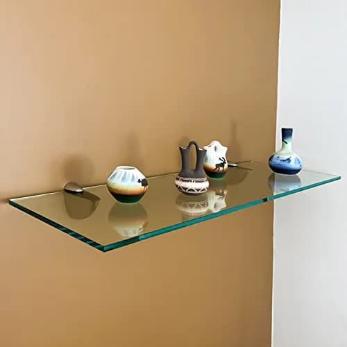 Fab Glass and Mirror Rectangle Floating Shelf Kit 12" x 27" | Tempered Clear Glass Wall Shelf thumbnail 7