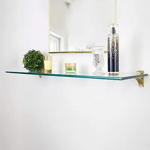 Fab Glass and Mirror Rectangle Floating Shelf Kit 12" x 27" | Tempered Clear Glass Wall Shelf thumbnail 8