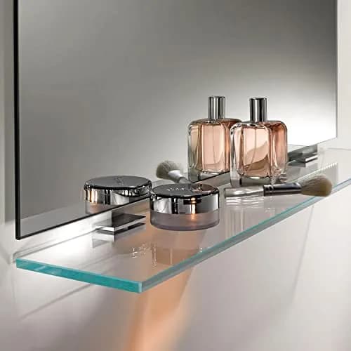 Fab Glass and Mirror Rectangle Floating Shelf Kit 12" x 27" | Tempered Clear Glass Wall Shelf thumbnail 2