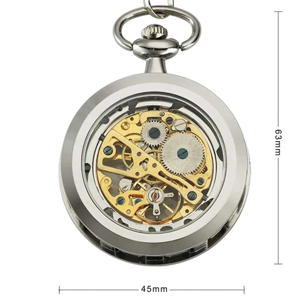 VIGOROSO Vintage Mechanical Pocket Watch with Chain | 4.3 cm (1.75 Inch) Case | Gold & Roman Numeral Dial - view 2