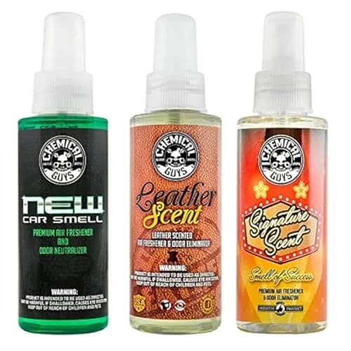 Chemical Guys New Car/Leather/Signature Scent Sample Kit 3 x 4 fl oz (12 fl oz Total) | Odor Eliminator for Cars, Homes thumbnail 1