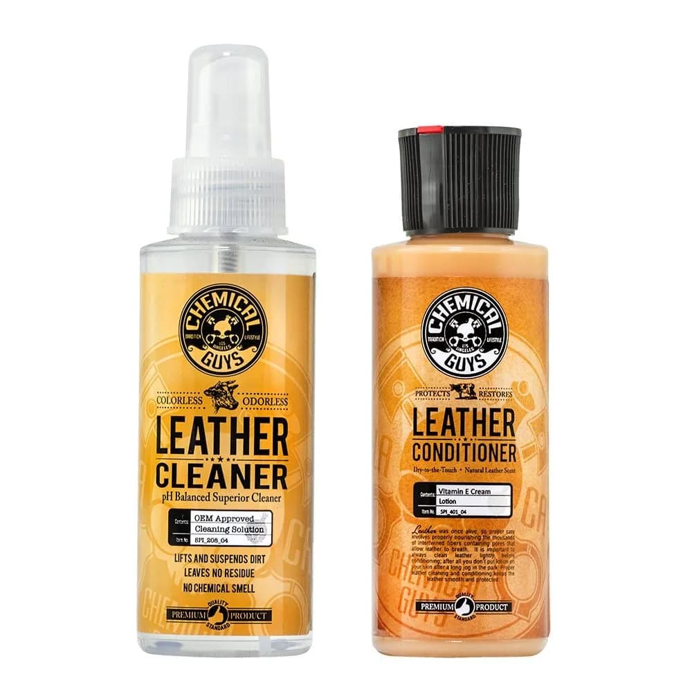 Chemical Guys Leather Cleaner & Conditioner Kit Travel Size 2 x 4 fl oz | pH-Balanced Auto & Home Leather Care