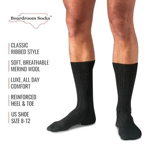 BoardroomSocks Merino Wool Mid-Calf Dress Socks for Men, Ribbed Dress Socks | Comfortable, Durable & Made in USA thumbnail 4