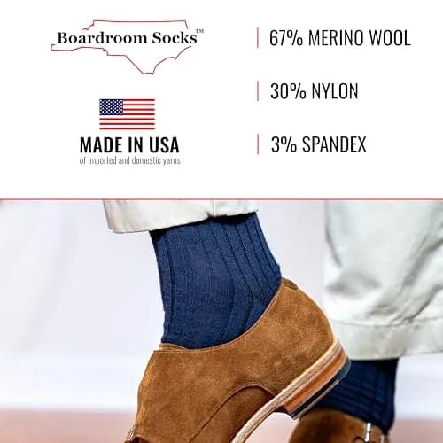 BoardroomSocks Merino Wool Mid-Calf Dress Socks for Men, Ribbed Dress Socks | Comfortable, Durable & Made in USA thumbnail 5