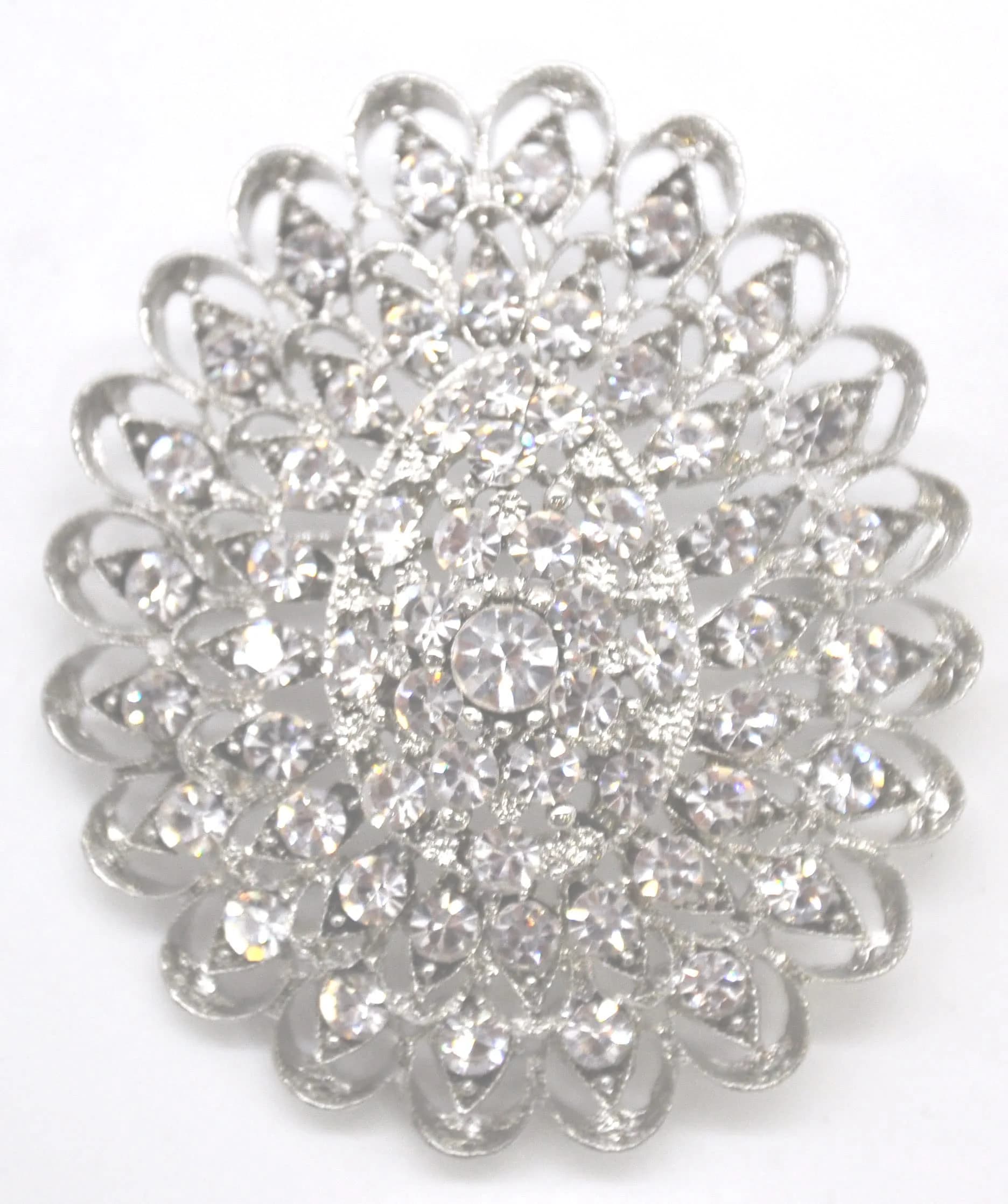 Belagio Enterprises 2 1/2-Inch Raised Rhinestone Brooch | BW-142 Silver