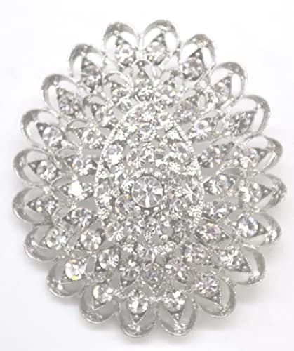 Belagio Enterprises 2 1/2-Inch Raised Rhinestone Brooch | BW-142 Silver thumbnail 1