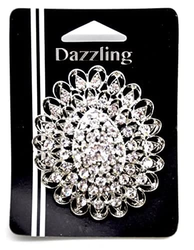 Belagio Enterprises 2 1/2-Inch Raised Rhinestone Brooch | BW-142 Silver thumbnail 4