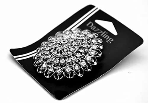 Belagio Enterprises 2 1/2-Inch Raised Rhinestone Brooch | BW-142 Silver thumbnail 5