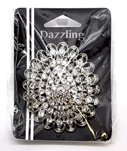 Belagio Enterprises 2 1/2-Inch Raised Rhinestone Brooch | BW-142 Silver thumbnail 6