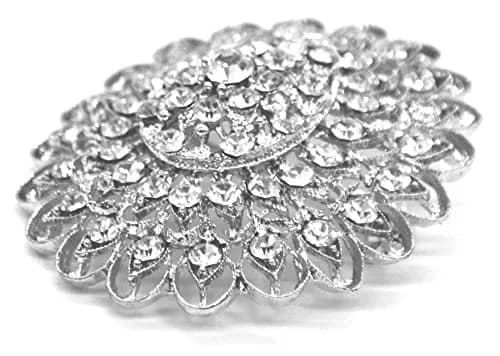 Belagio Enterprises 2 1/2-Inch Raised Rhinestone Brooch | BW-142 Silver thumbnail 2