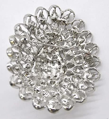 Belagio Enterprises 2 1/2-Inch Raised Rhinestone Brooch | BW-142 Silver thumbnail 3