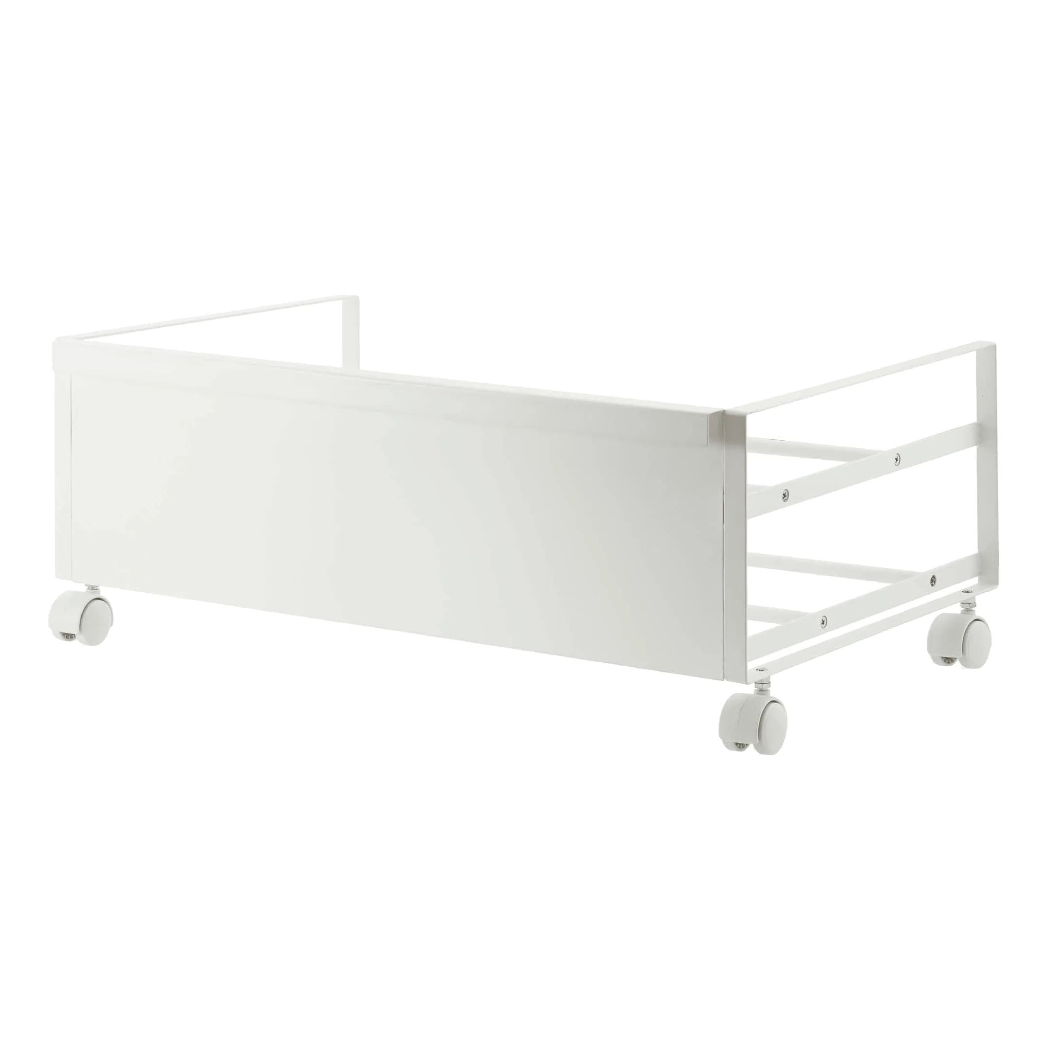 YAMAZAKI Home Frame Rolling Shoe Rack | Compact Steel Shoe Organizer with Wheels, Holds 4 Shoes, 6 Heels — White