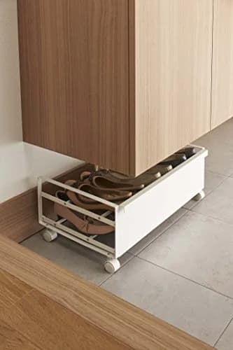 YAMAZAKI Home Frame Rolling Shoe Rack | Compact Steel Shoe Organizer with Wheels, Holds 4 Shoes, 6 Heels thumbnail 2