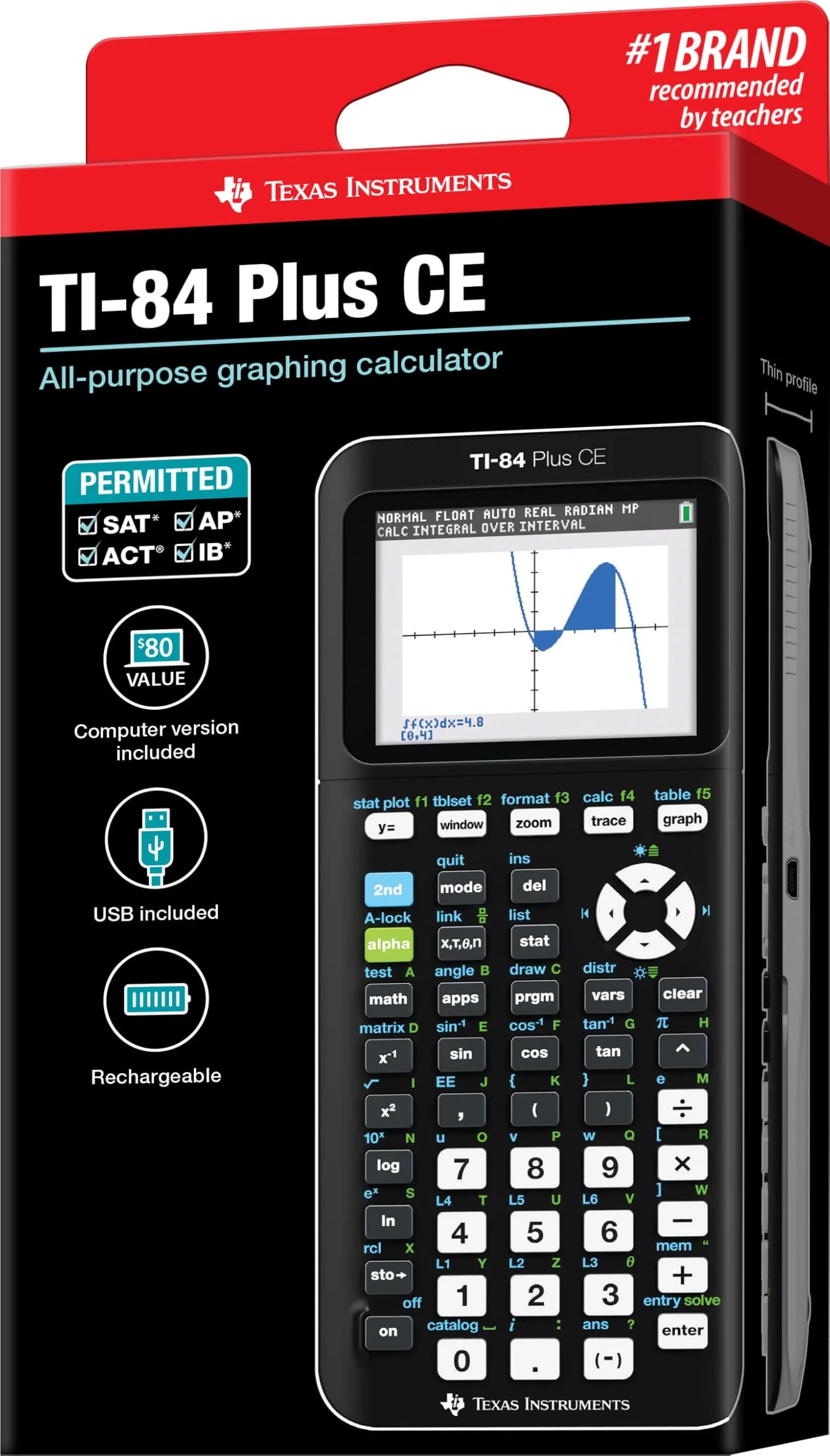 Texas Instruments TI-84 Plus CE Color Graphing Calculator, Black | 2.8-inch LCD Display - view 2