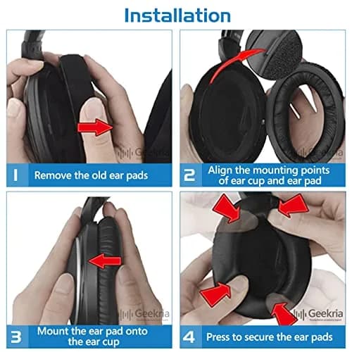 GEEKRIA Comfort Velour Replacement Ear Pads for Sennheiser HD505, HD515, HD518, HD555, HD558, HD559, HD569, HD579, HD598 Headphones Ear Cushions (Black) | Repair Parts thumbnail 5