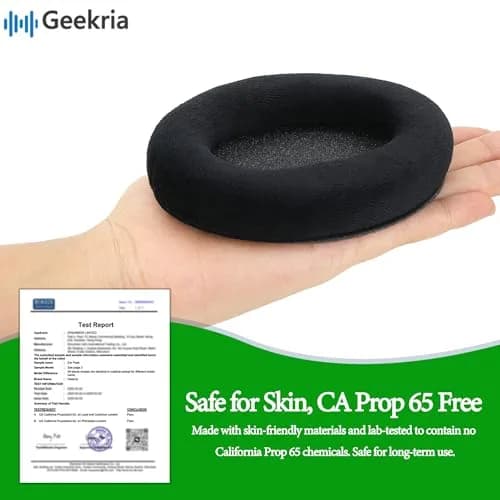 GEEKRIA Comfort Velour Replacement Ear Pads for Sennheiser HD505, HD515, HD518, HD555, HD558, HD559, HD569, HD579, HD598 Headphones Ear Cushions (Black) | Repair Parts thumbnail 2