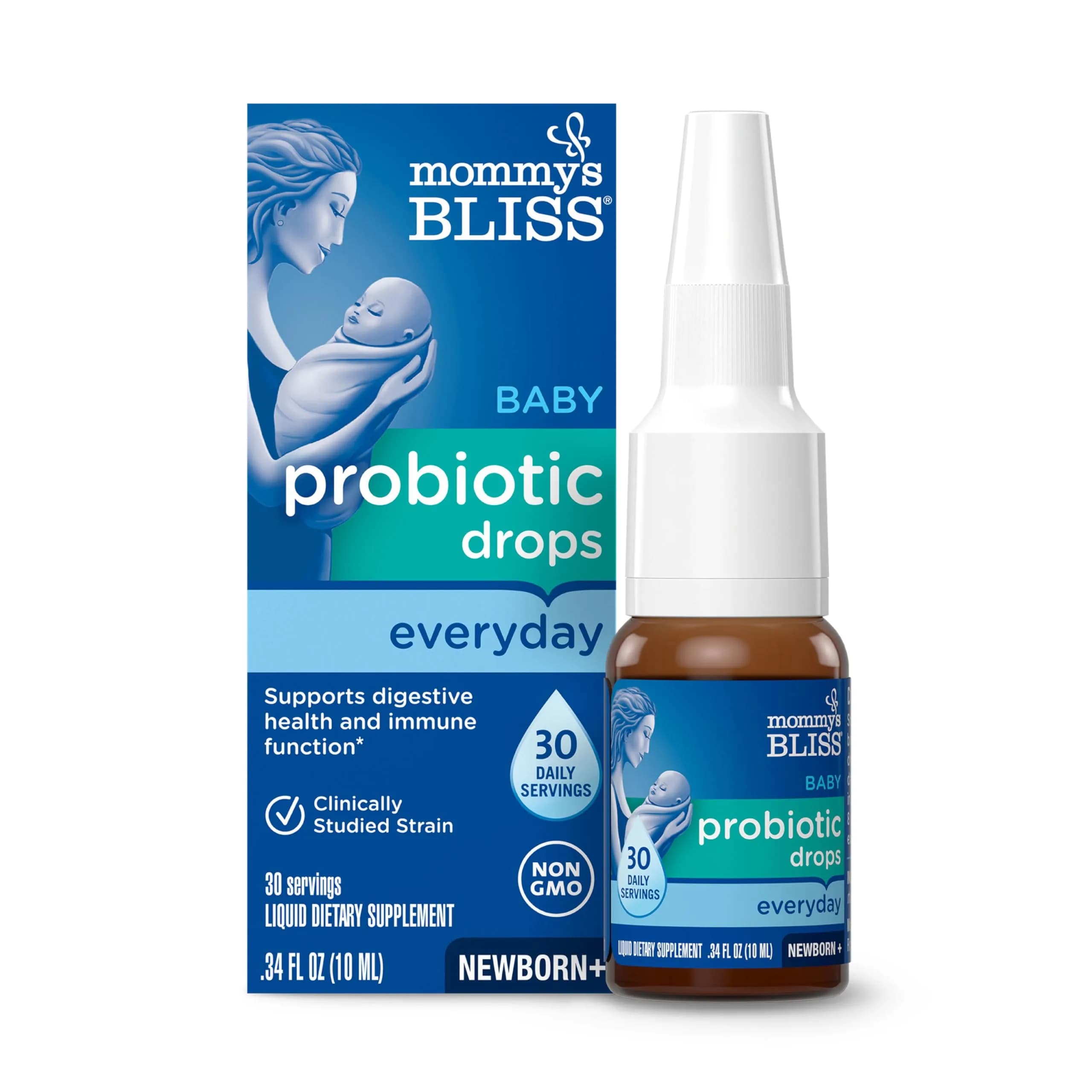 Mommy's Bliss Baby Probiotic Drops Everyday 10ml (0.34 Fl Oz) | Natural Gas, Constipation, Colic Relief - main product image