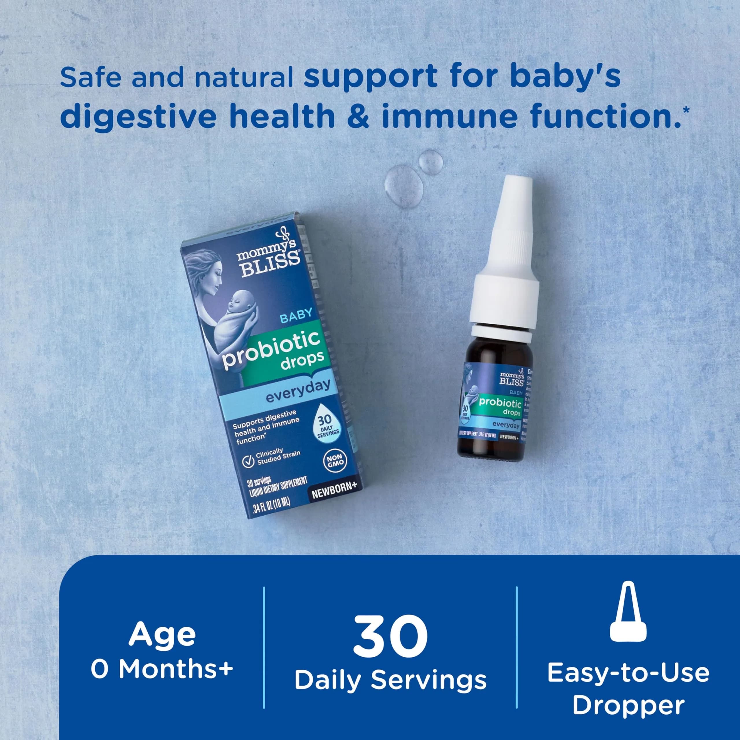 Mommy's Bliss Baby Probiotic Drops Everyday 10ml (0.34 Fl Oz) | Natural Gas, Constipation, Colic Relief - view 2