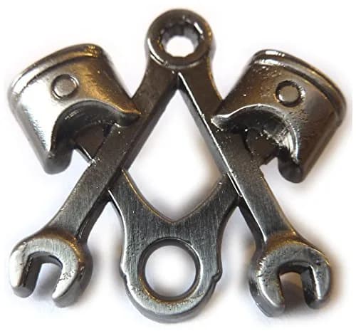 Masonic Collectibles Piston Wrench Harley Antique Nickel Mechanic Lapel Pin | Motorcycle & Masonic Theme thumbnail 1