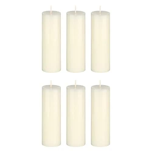 Mega Candles 6 pcs Unscented Ivory Pillar Candles | Hand Poured Premium Wax, 2 Inch x 6 Inch thumbnail 1