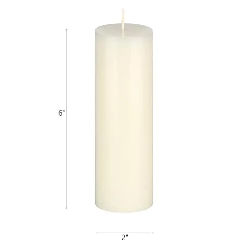 Mega Candles 6 pcs Unscented Ivory Pillar Candles | Hand Poured Premium Wax, 2 Inch x 6 Inch thumbnail 2