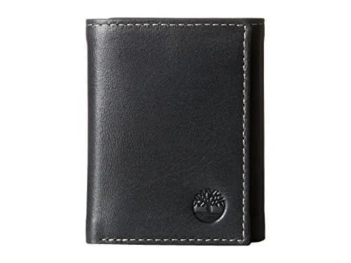 Timberland Men's Leather Trifold Wallet With ID Window, Black 10.8cm (4.25") | Genuine Italian Leather, Compact Design thumbnail 1